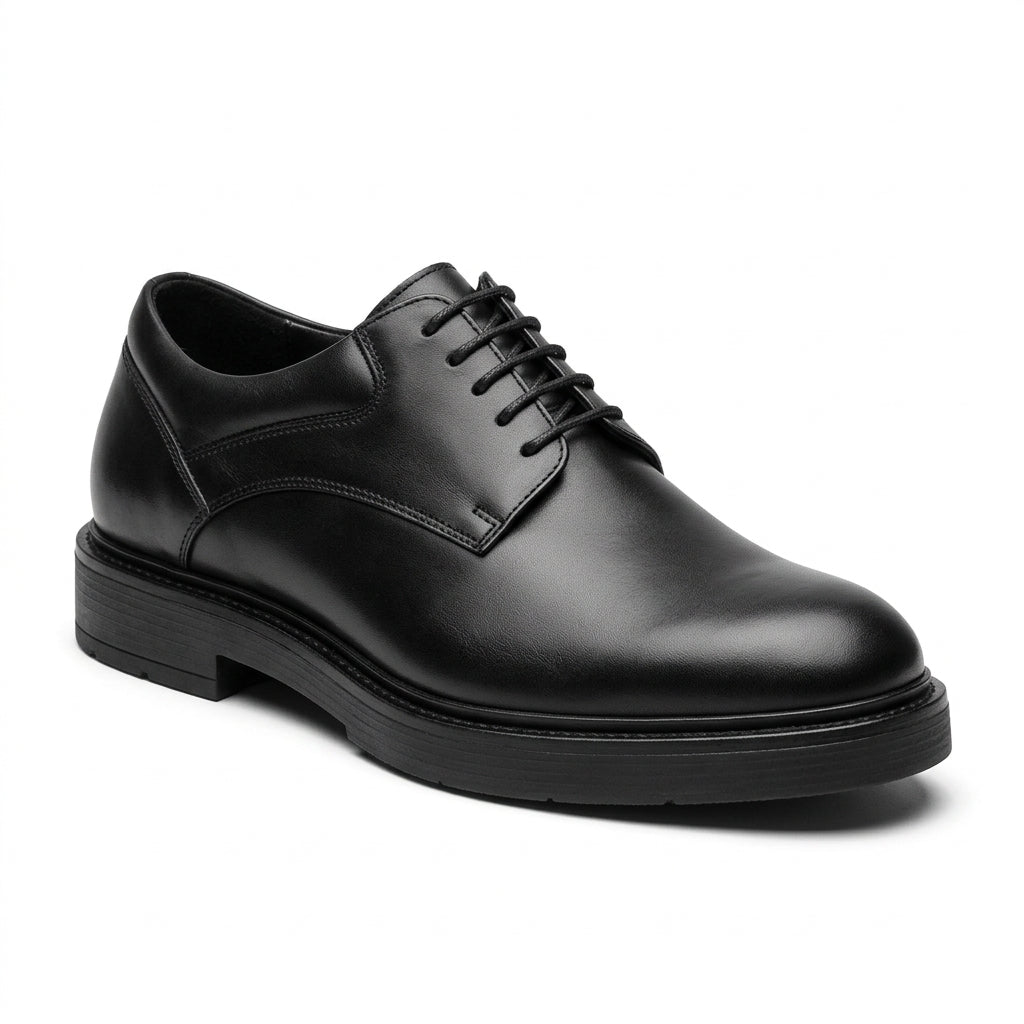 Men's Premium Black Leather Derby Shoes | Classic Formal Footwear
