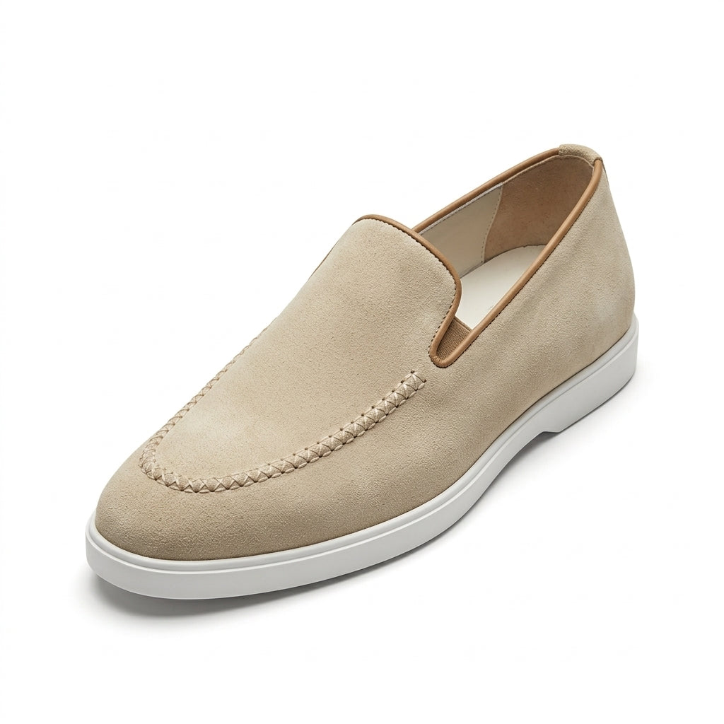 Sand Beige Suede Loafers