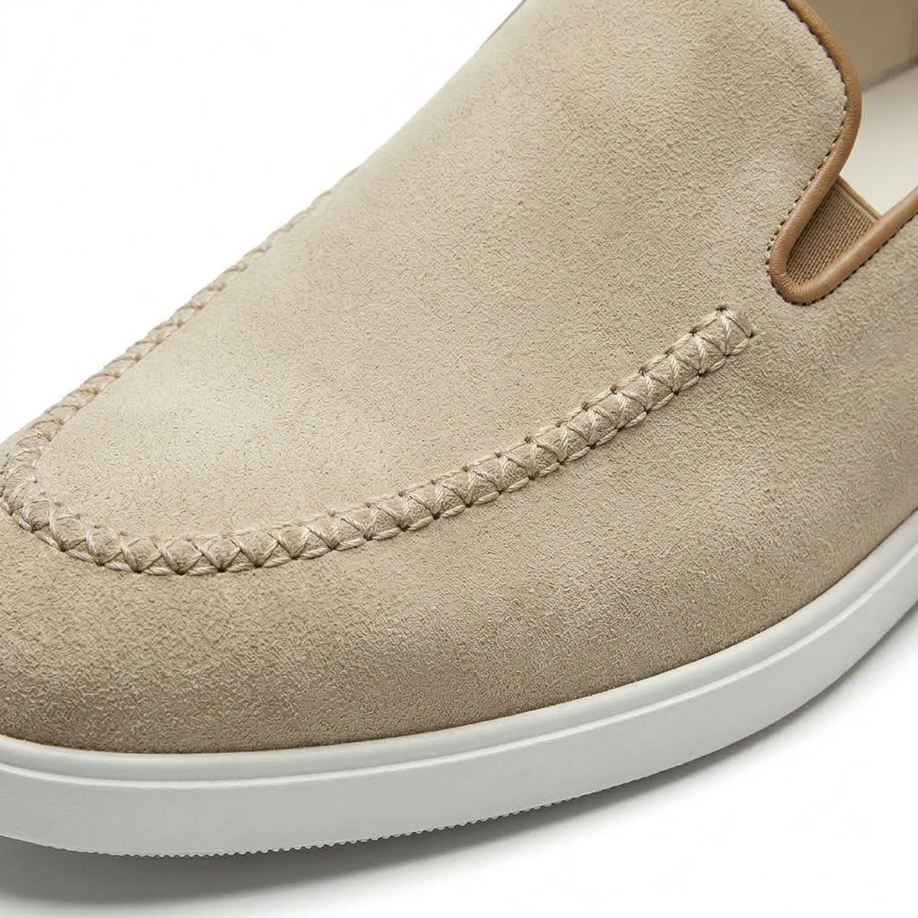 Sand Beige Suede Loafers